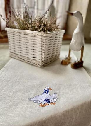 Кухонний рушник з вишивкою лляний2 фото