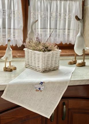 Кухонний рушник з вишивкою лляний1 фото