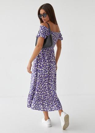 Женское длинное платье с эластичной талией и воланом esperi  4133 фиолетовый2 фото