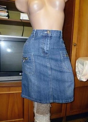 Джинсовая юбка миди staund tm синяя стрейч весна-осень,винтаж1 фото