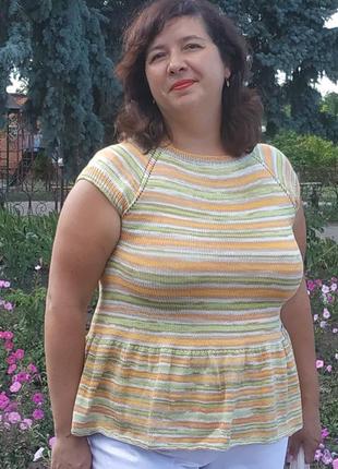 Жіночий вязаний спицями топ розмір l-xl