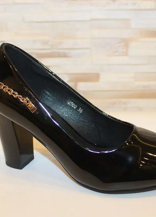 Туфли женские черные на каблуке т1509