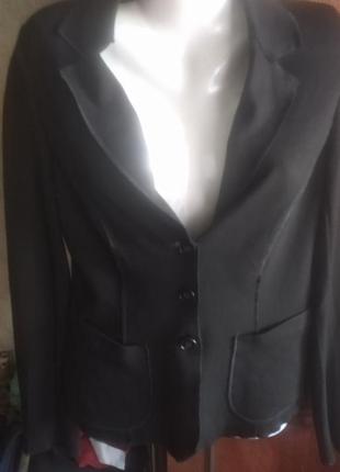 Классный черный трикотажный пиджак блейзер евро 40 на 48-50 укр2 фото