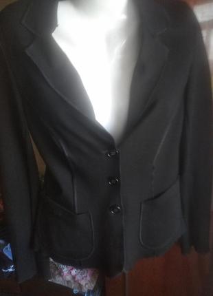 Классный черный трикотажный пиджак блейзер евро 40 на 48-50 укр1 фото