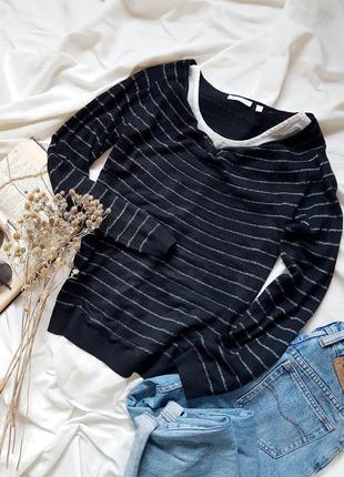 🔥базова подовжена кофтинка реглан у смужку з люрексною блискучою ниткою charles voegele