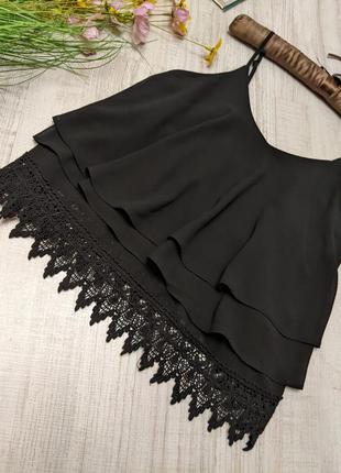 Шикарний чорний топ блуза з прошвою жіноча2 фото