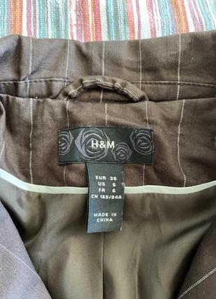 Жіночий жакет h&m sister у смужку коричневого кольору7 фото