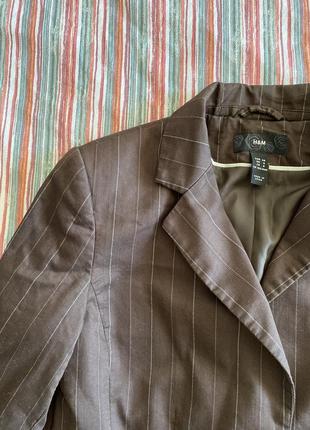 Жіночий жакет h&m sister у смужку коричневого кольору6 фото