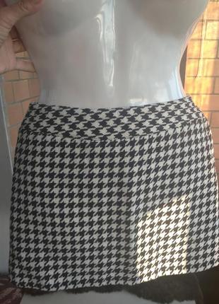 Коротка тепла міні спідниця, на підкладці в гусячу лапку розмір s 36 євро, 44 укр