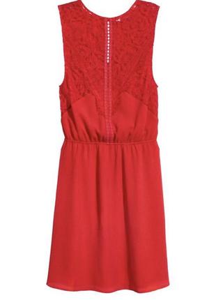 Красное платье ажурное с гипюром h&m2 фото