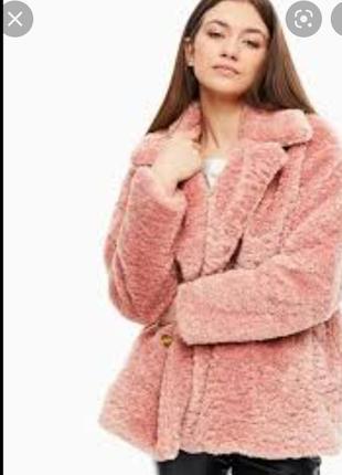 Трендова рожева напів куртка шуба тедді від бренду new look10 фото