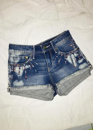 Шорты летние короткие тай дай с вышивкой джинсовые шорти літні короткі з вишивкою джинсові1 фото