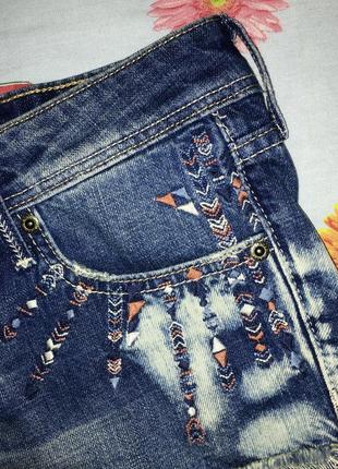 Шорти літні короткі тай дай з вишивкою джинсові шорти літні короткі з вишивкою джинсові2 фото