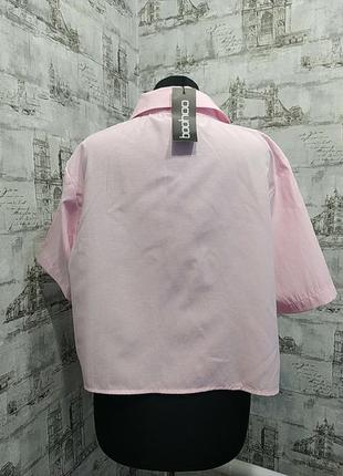 Рожева рубашка з коротким рукавом, коротенька, легка, стильна та гарна3 фото
