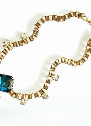 Шикарне жіноче кольє з синіми кристалами