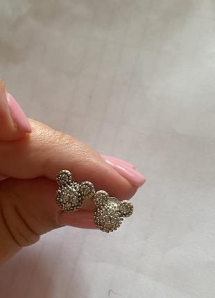 Классные серебряные серьги  гвоздики микки маус3 фото