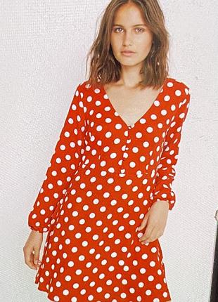 Платье в горошек красное polka dot envy