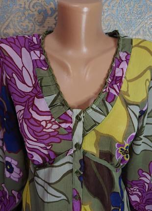 Красива ніжна жіноча блуза у квіти блузка блузочка р. 44/464 фото