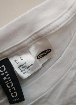 Белая легкая летняя футболка с принтом h&m, хлопок 100%2 фото