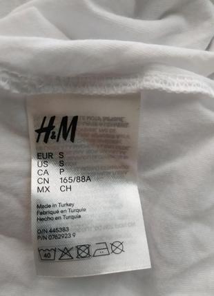 Біла легка літня футболка з принтом h&m, бавовна 100%3 фото