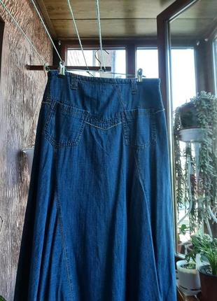 Спідниця джинсова довга р38-40 бохо синя2 фото