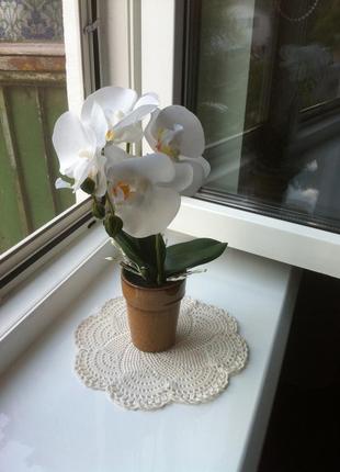 Искусственный цветок орхидея в горшочке латекс (юск)