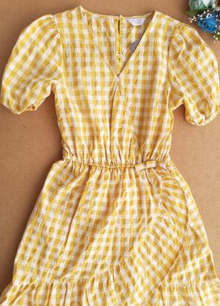 Яскрава жовта сукня в клітинку 12-13 років жата тканина1 фото