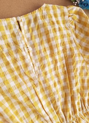 Яскрава жовта сукня в клітинку 12-13 років жата тканина10 фото