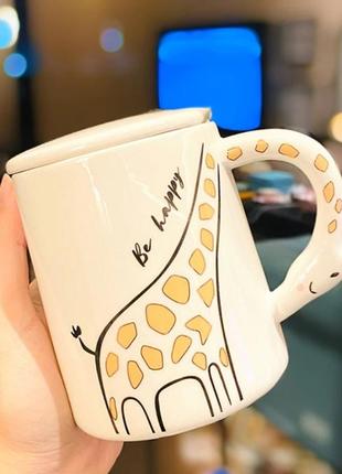 Кружка жираф з ложкою та кришкою 410 мл