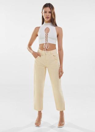 Летние джинсы mom от bershka - 36, 38 - желтые