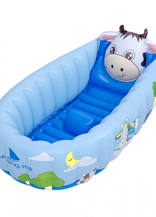 Дитяча Надувна портативна ваночка басейн для купання, відпочинку та пляжу корівка (синій)