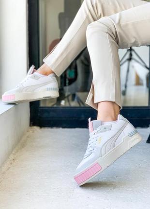 👟 кросівки puma cali white жіночі шкіряні білі кросівки пума модні на осінь пума калі жіночі5 фото