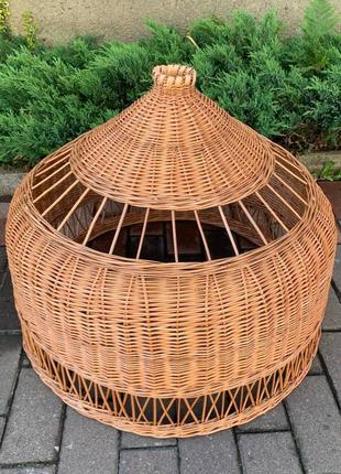 Подвесная люстра плетеная из лозы