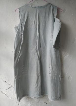 Джинсовое платье с открытыми плечами рамер s,m 6