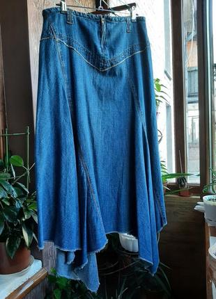 Спідниця джинсова довга р38-40 бохо синя8 фото