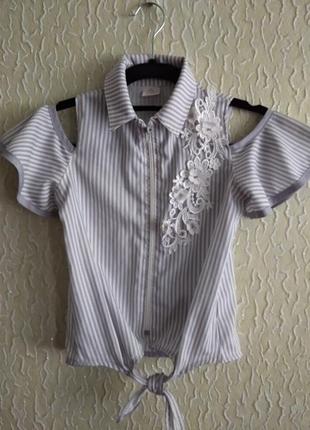 Нарядная стильная блузка рубашка девочке на 8-10 лет,турция1 фото
