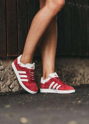 Кросівки жіночі adidas gazelle red white/ кроссовки женские адидас газель