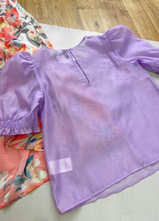 Лавандова блуза із органзи6 фото