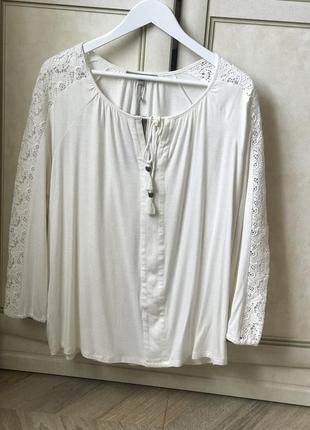 Блузка- распашонка трикотаж большой размер с рукавами ришилье2 фото