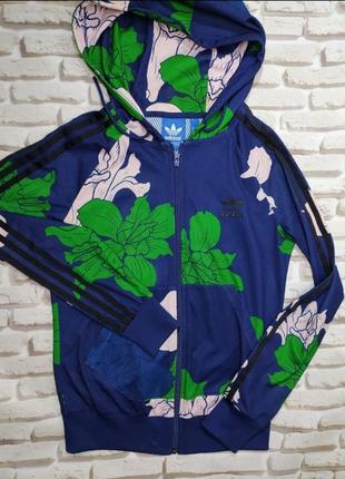 Adidas originals крутая кофта худи на змейке с капюшоном мастерка олимпийка в цветочный принт лимитированная серия
