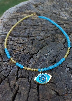 Патріотичний чокер циркон котяче око