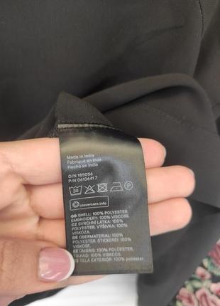 Шифонова чорна блуза вишиванка із вишитими об'єднання ємними рукавами-буфами від бренду h&m5 фото
