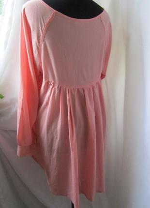 Блуза сорочка разлетайка персикова рожева3 фото