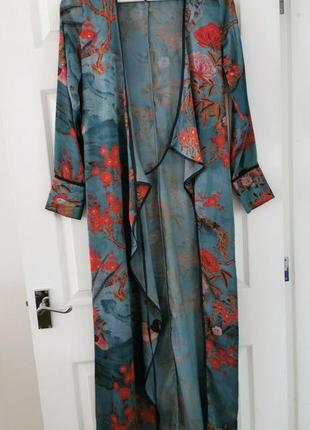 Накидка zara, роскошное кимоно, летний кардиган с уникальным принтом2 фото