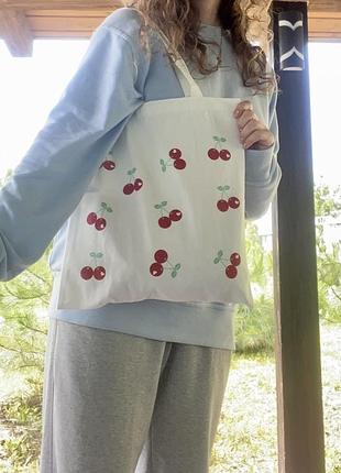 Сумка-шопер з вишневим принтом