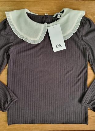 Блуза для девочки, рост 128, цвет серый