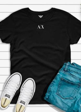 Женская футболка armani армани чёрная жіноча футболка армані чорна