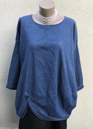Джинсовая блуза баллон,рубаха,туника,большой размер,италия,wendy trendy1 фото