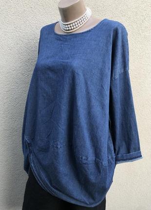 Джинсовая блуза баллон,рубаха,туника,большой размер,италия,wendy trendy4 фото