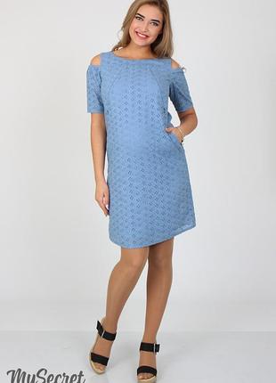 Летнее платье для беременных и кормящих unique dr-27.082 синее размер 48